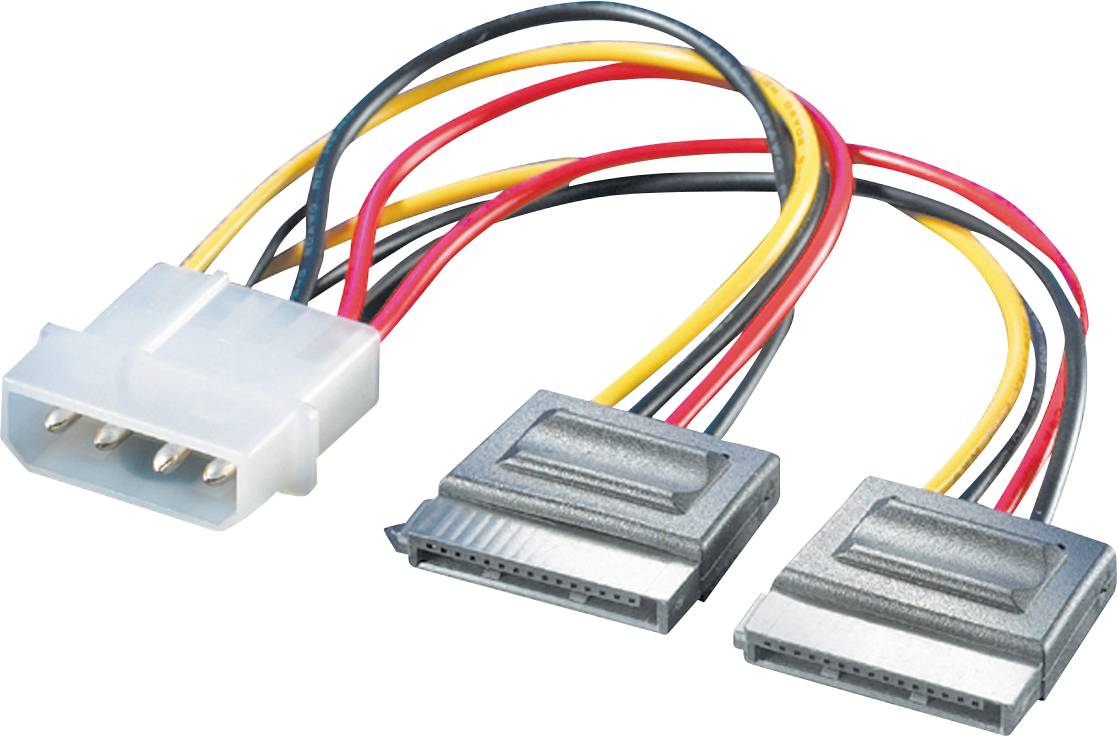 Roline PC Anslutningskabel [1x Molex 4-pol hane – 2x SATA-strömkontakt hona 15-pol] 0.12 m Flerfärgad