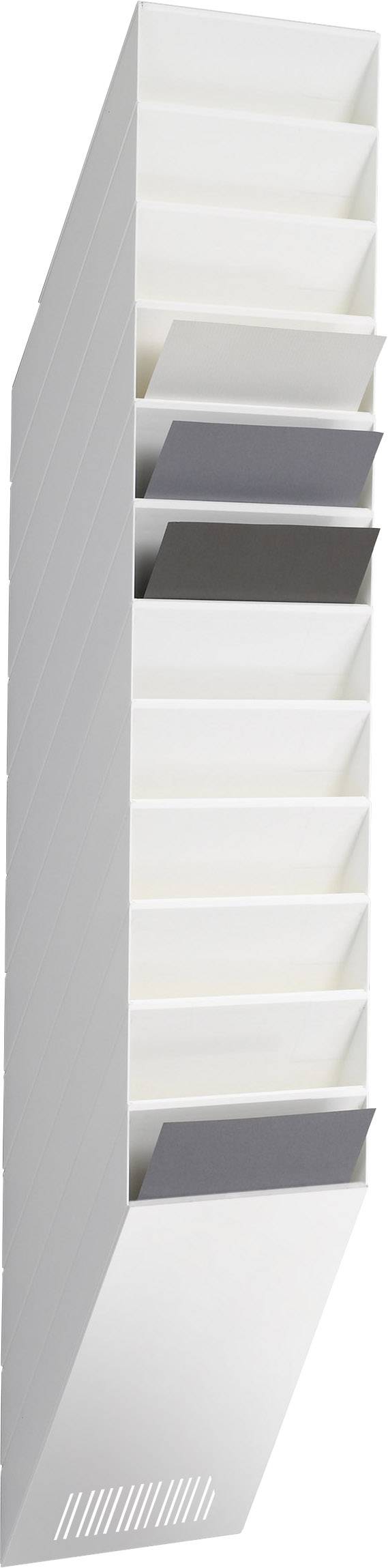 Durable FLEXXIBOXX 12 A4 1709763010 Prospekthållare Vit DIN A4 hög Ytantal 12 1 set (B x H x D) 240 x 1115 x 135 mm