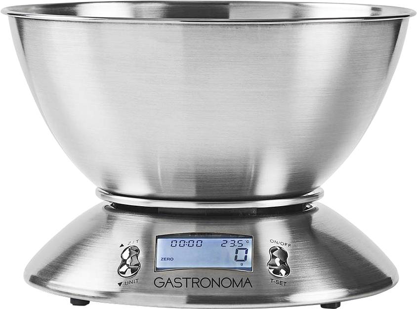 Gastronoma 18310021 Digital köksvåg digital digital, med måttskål Vägningsområde=5 kg Silver 215 x 215 x 314