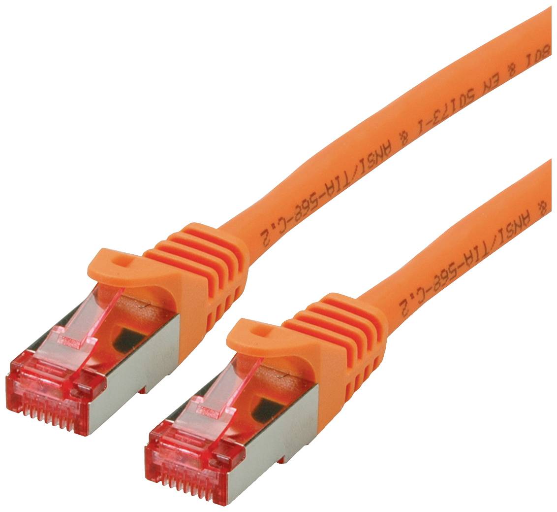 Roline 21.15.2675 RJ45 Nätverkkabel, Patchkabel CAT 6 S/FTP 5.00 m Orange dubbelt skärmad, Halogenfri, Flamskyddsmedel 1