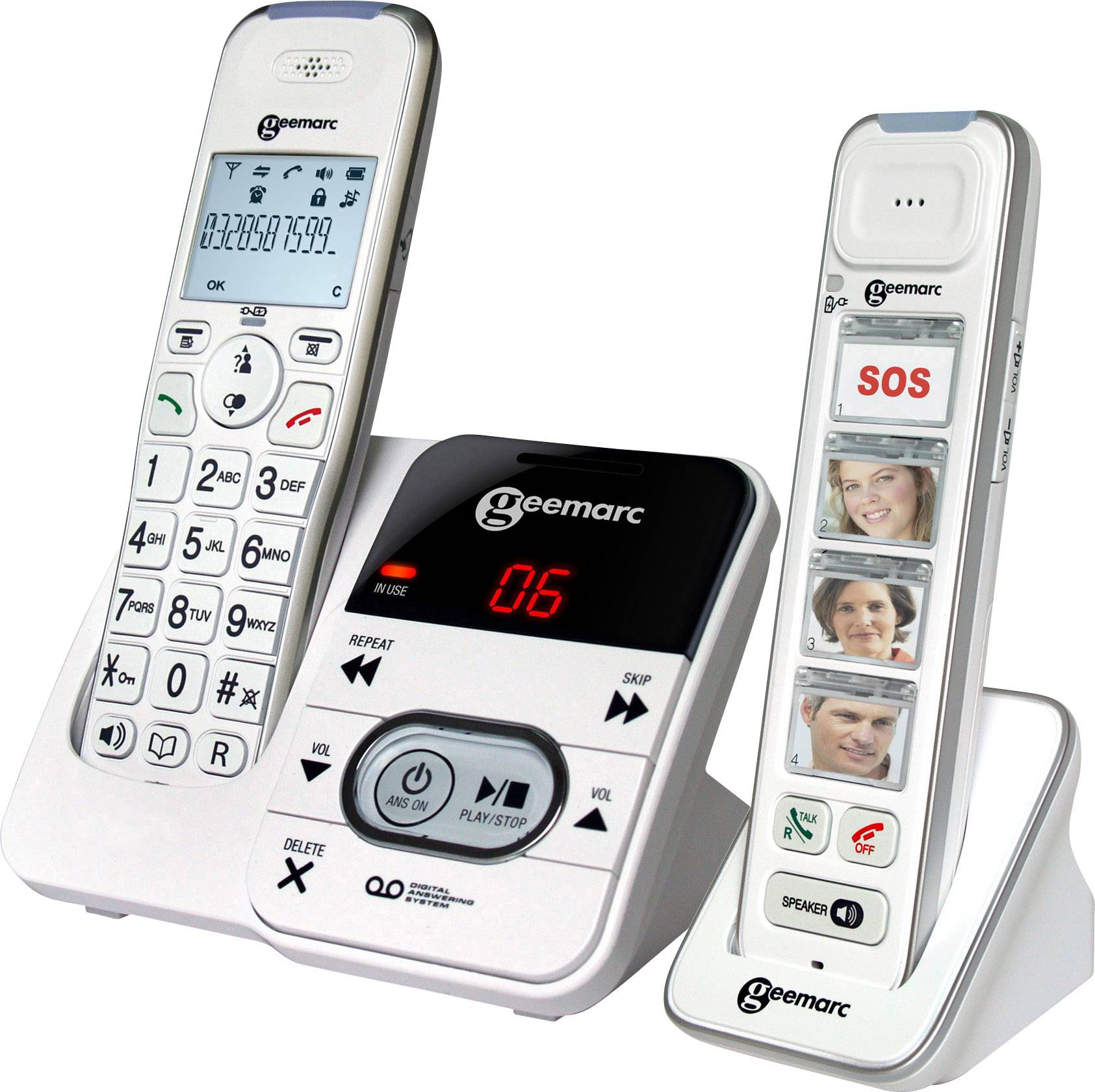 Geemarc PACK Mobility 295 Trådlös seniortelefon Telefonsvarare, Kamera knapp Belyst display Vit