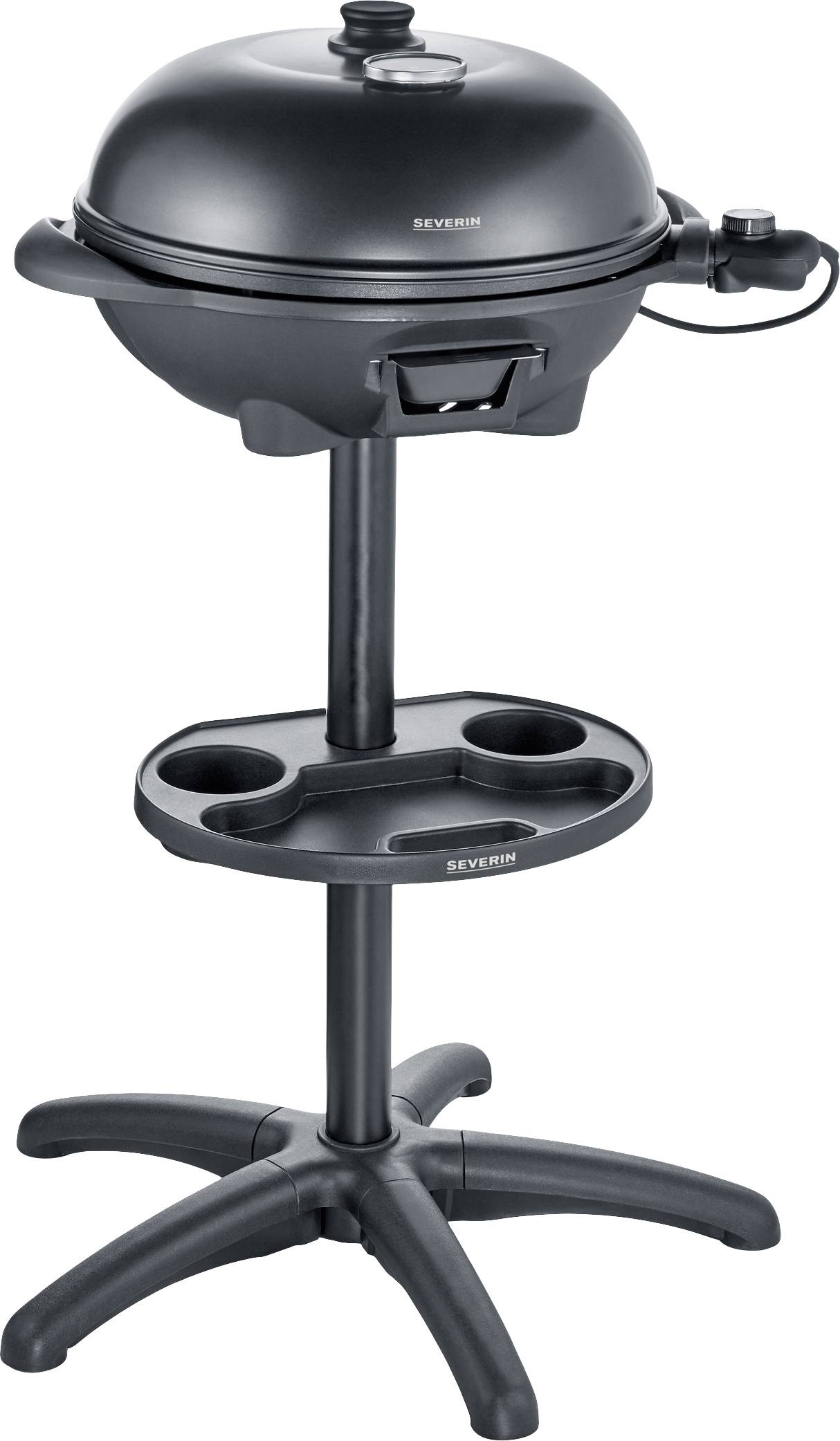 Severin PG 8541 Stativgrill Elektrisk Klotgrill, Termometer i locket Grillyta (diameter)=410 mm Svart