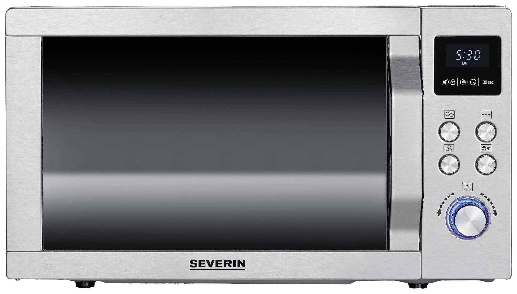 Severin MW 7774 Mikrovågsugn Rostfritt stål (borstat), Silver 900 W Grillfunktion, med pizzafunktion, Varmluftsfunktion