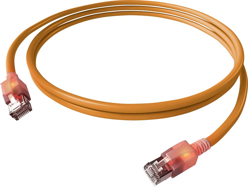 Easylan CS1OOADAD0050 RJ45 Nätverkkabel, Patchkabel CAT 6A S/FTP 5.00 m Orange dubbelt skärmad, Halogenfri, Flamskyddsme