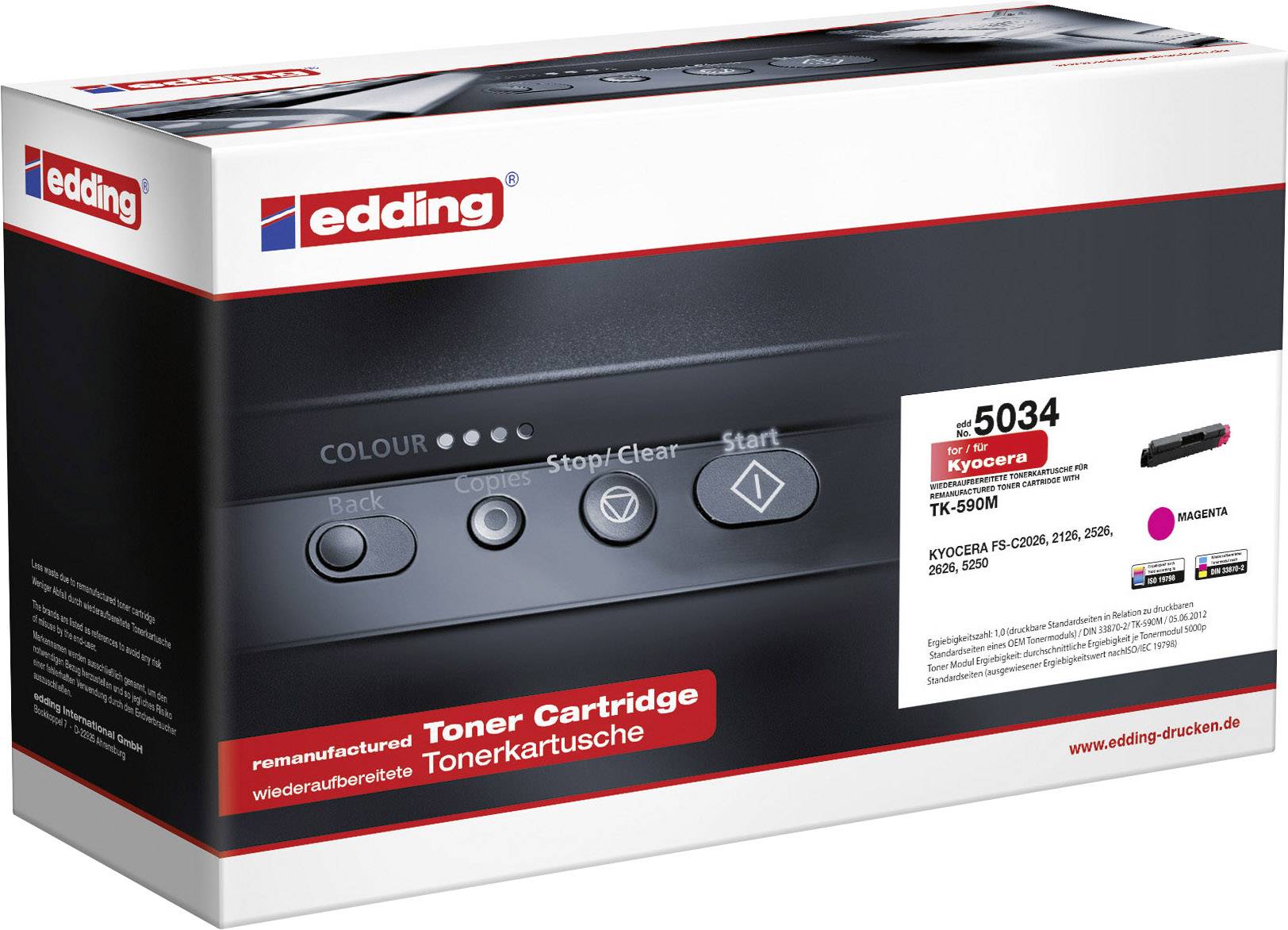 Edding Toner Ersätter Kyocera TK-590M Kompatibel Magenta 5000 sidor edding 5034 18-5034