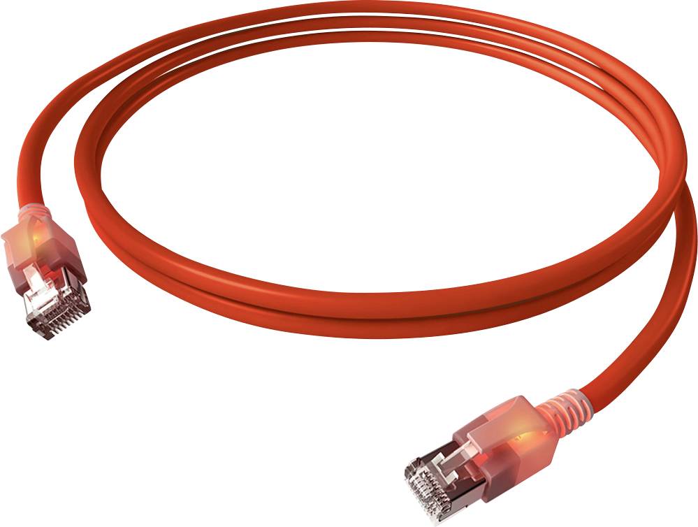 Easylan CS1ORADAD0050 RJ45 Nätverkkabel, Patchkabel CAT 6A S/FTP 5.00 m Röd (klar) dubbelt skärmad, Halogenfri, Flamskyd