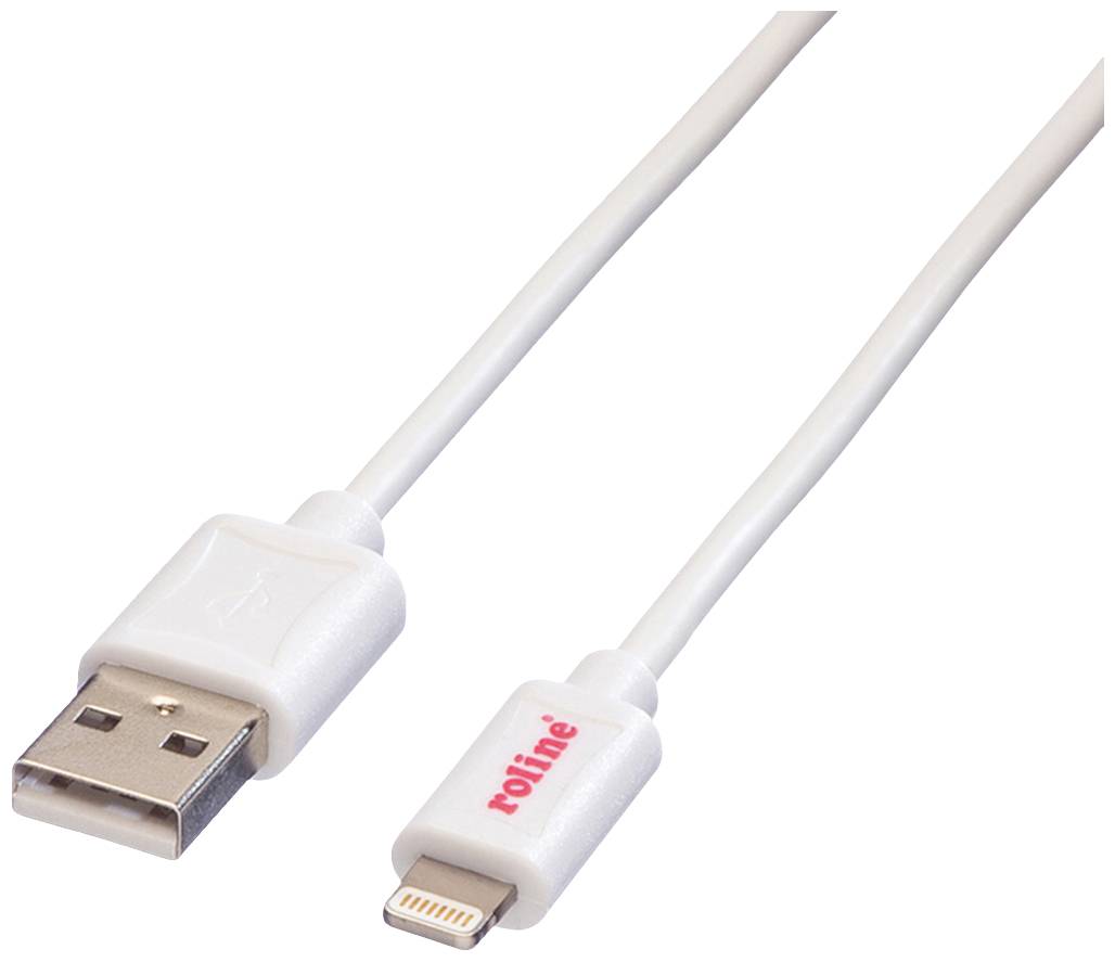 Roline USB-kabel USB 2.0 USB-A kontakt, Apple Lightning kontakt 0.15 m Vit Skärmad 11.02.8326