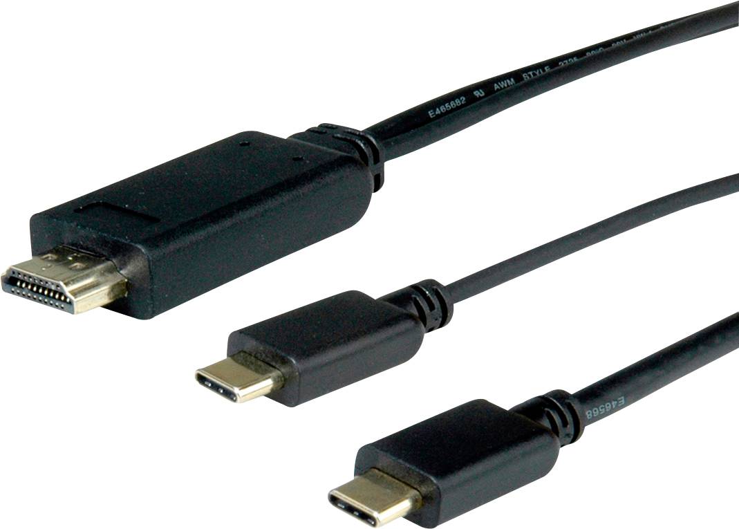 Roline USB-C® / HDMI Adapterkabel USB-C®-kontakt, HDMI-A-kontakt 2.00 m Svart 11.04.5953 USB-C®-skärmkabel