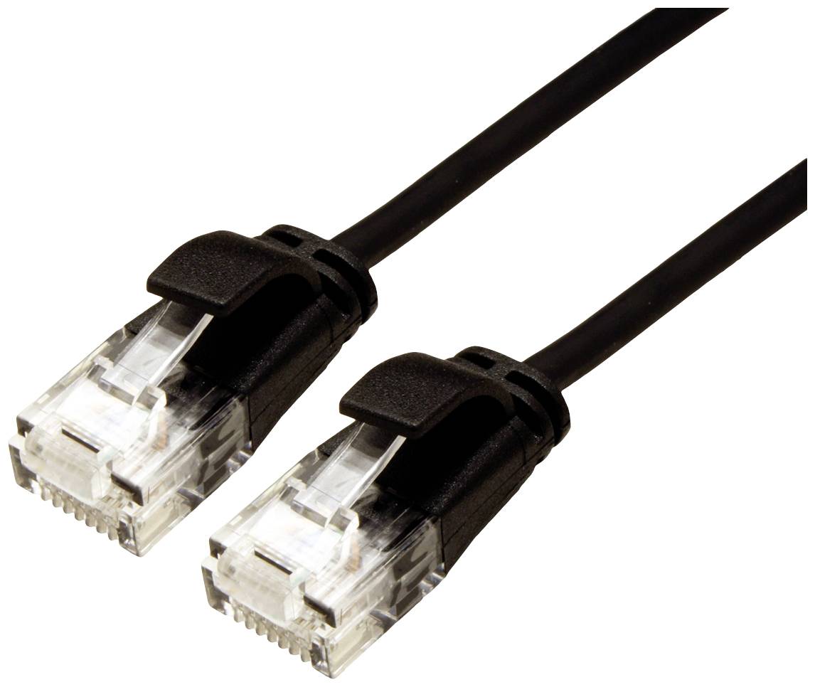 Roline 21.15.3953 RJ45 Nätverkkabel, Patchkabel CAT 6A U/UTP 1.00 m Svart oskärmad, Halogenfri, Flamskyddsmedel 1 st