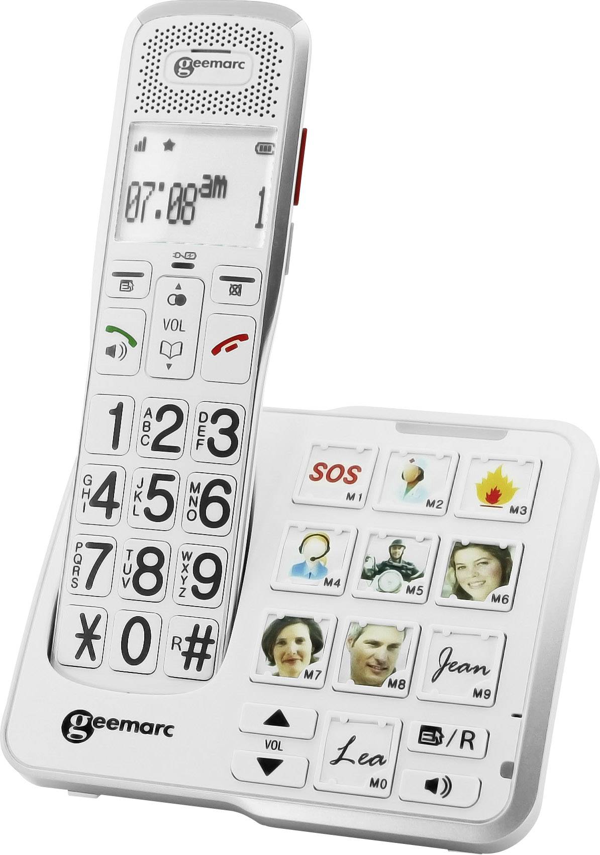 Geemarc AMPLIDECT 595 PHOTO Trådlös seniortelefon Telefonsvarare, Kamera knapp Belyst display Vit