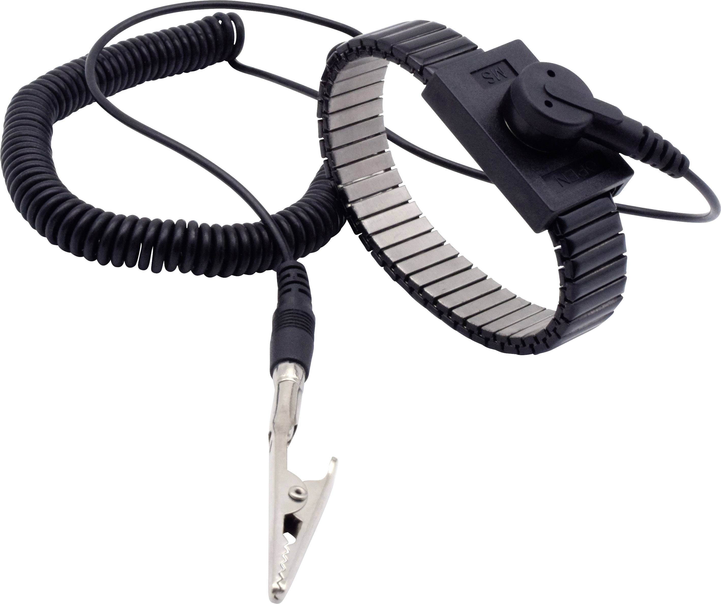 Quadrios ESD-handledsband Svart Tryckknapp 10 mm