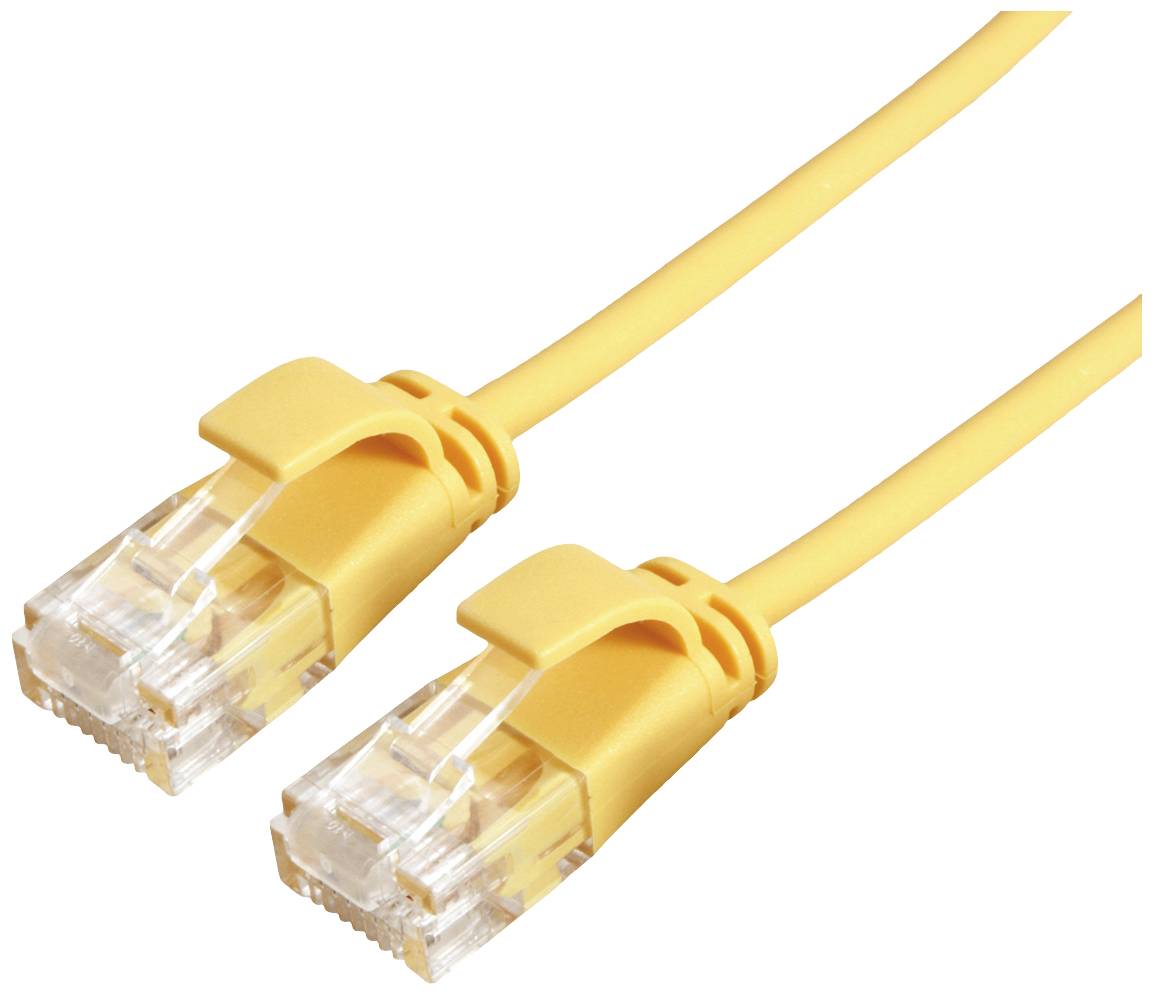 Roline 21.15.3921 RJ45 Nätverkkabel, Patchkabel CAT 6A U/UTP 0.30 m Gul oskärmad, Halogenfri, Flamskyddsmedel 1 st