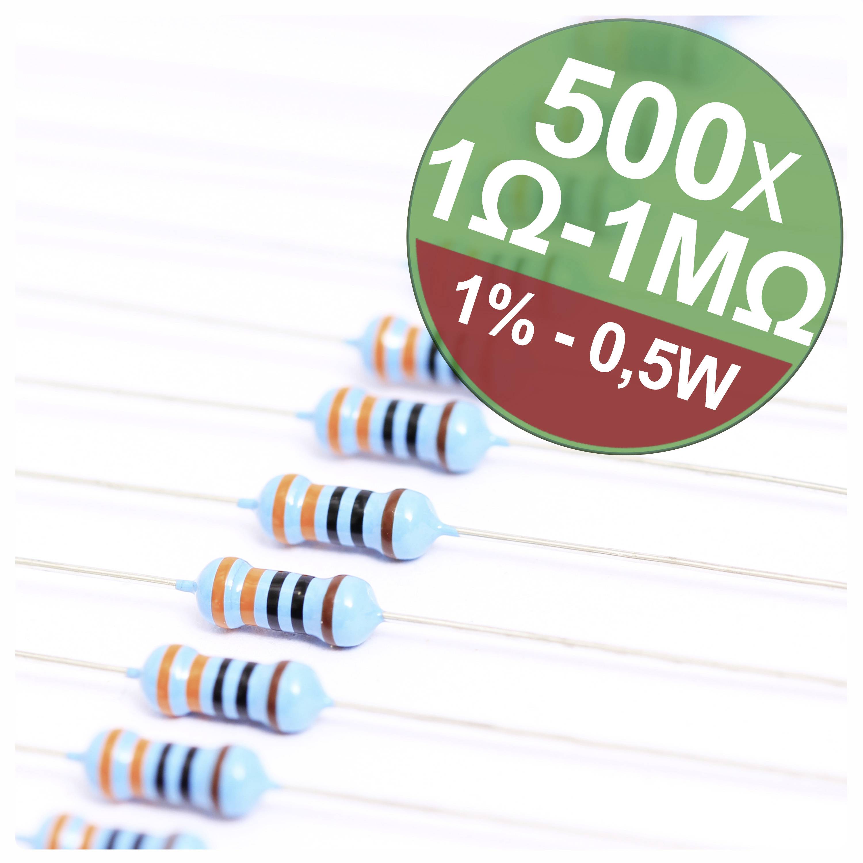 Quadrios 22P082 22P082 Metallfilmsmotstånd sortiment Axial hållmonterade 0207 0.5 W 1 % 1 set