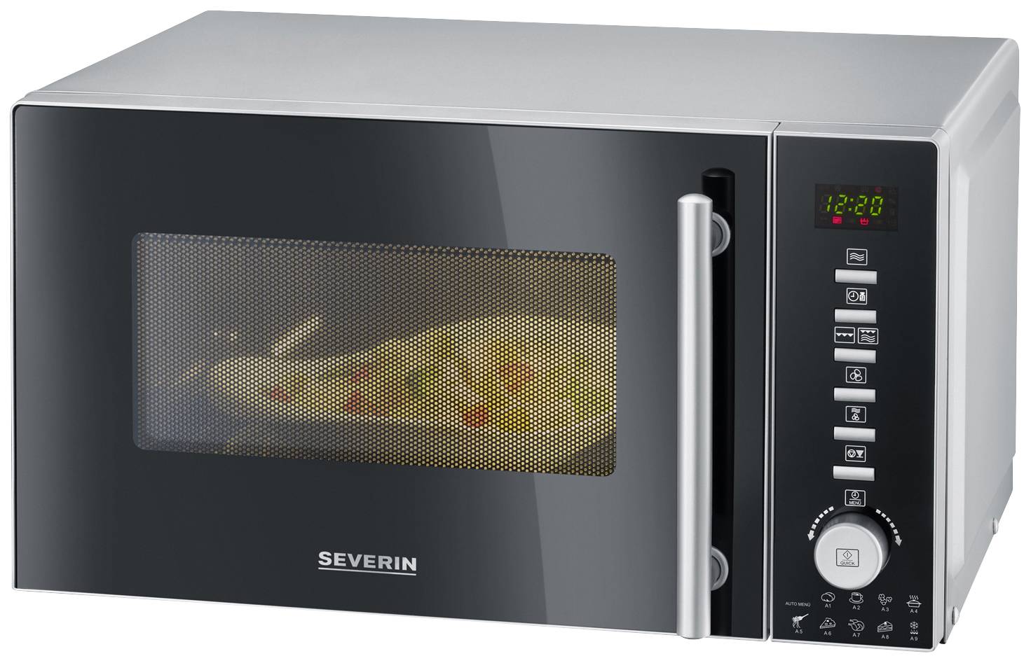Severin MW 7773 Mikrovågsugn Svart/Silver 800 W Varmluftsfunktion, Grillfunktion