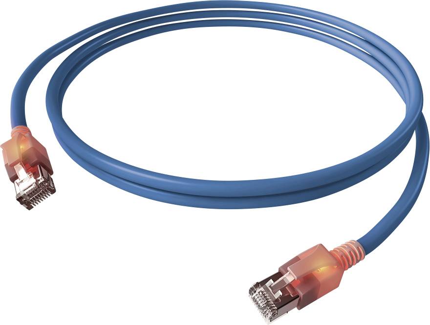 Easylan CS1OBADAD0070 RJ45 Nätverkkabel, Patchkabel CAT 6A S/FTP 7.00 m Blå dubbelt skärmad, Halogenfri, Flamskyddsmedel