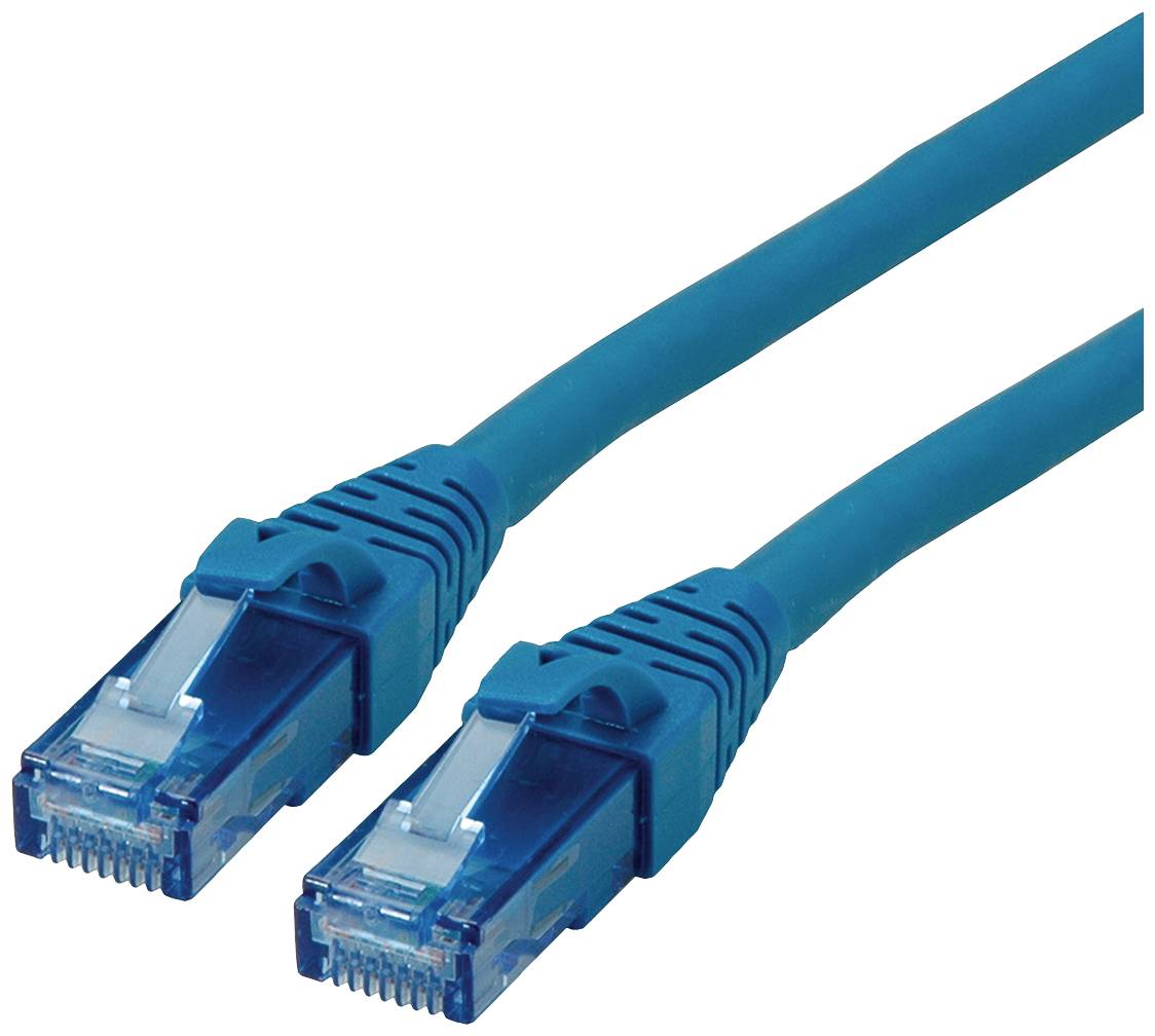Roline 21.15.2741 RJ45 Nätverkkabel, Patchkabel CAT 6A U/UTP 1.00 m Blå oskärmad, Halogenfri, Flamskyddsmedel 1 st