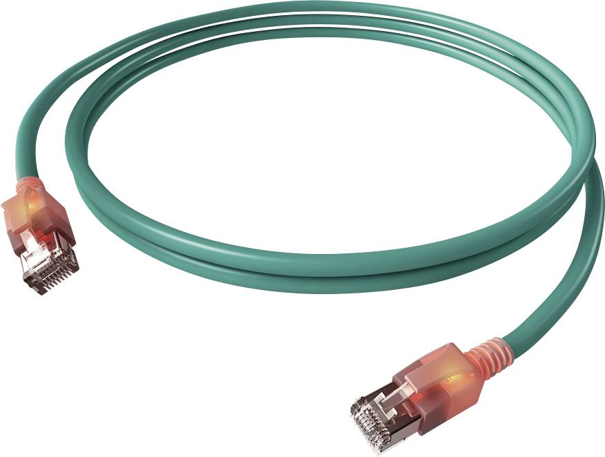 Easylan CS1OTADAD0070 RJ45 Nätverkkabel, Patchkabel CAT 6A S/FTP 7.00 m Turkos dubbelt skärmad, Halogenfri, Flamskyddsme