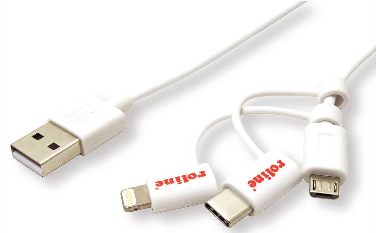 Roline USB-kabel USB 2.0 USB-A kontakt, Apple Lightning kontakt 1.00 m Vit Skärmad 11.02.8329