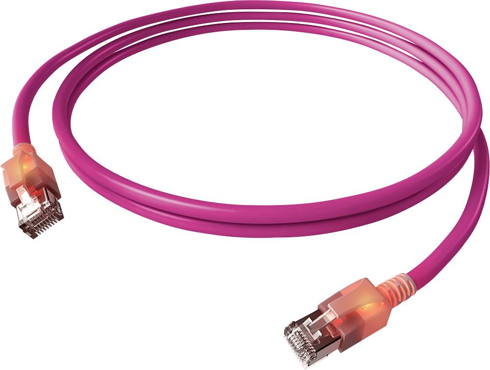 Easylan CS1OVADAD0005 RJ45 Nätverkkabel, Patchkabel CAT 6A S/FTP 0.50 m Violett dubbelt skärmad, Halogenfri, Flamskyddsm