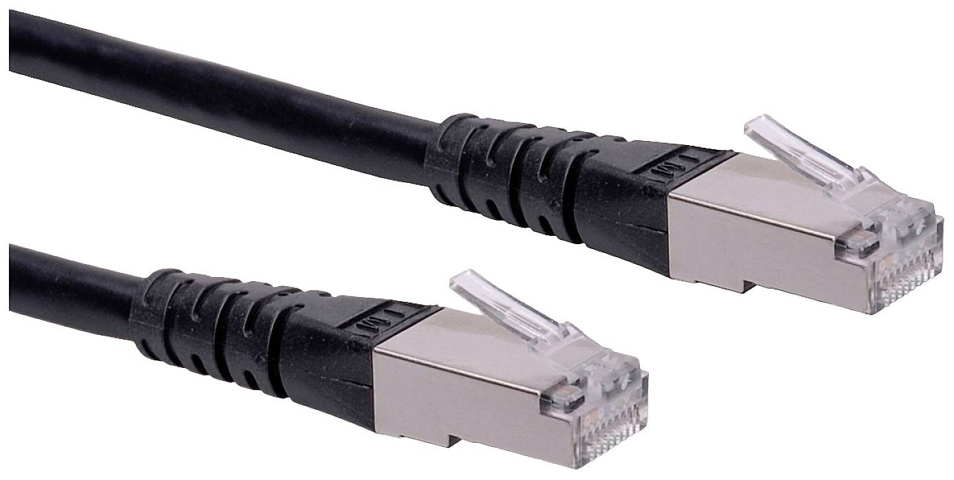 Roline 21.15.1315 RJ45 Nätverkkabel, Patchkabel CAT 6 S/FTP 0.30 m Svart dubbelt skärmad 1 st