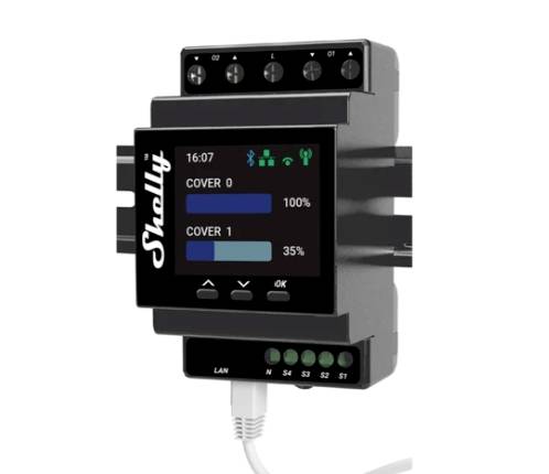 Shelly Shelly Pro Dual Cover PM Kontroll Bluetooth, Wi-Fi