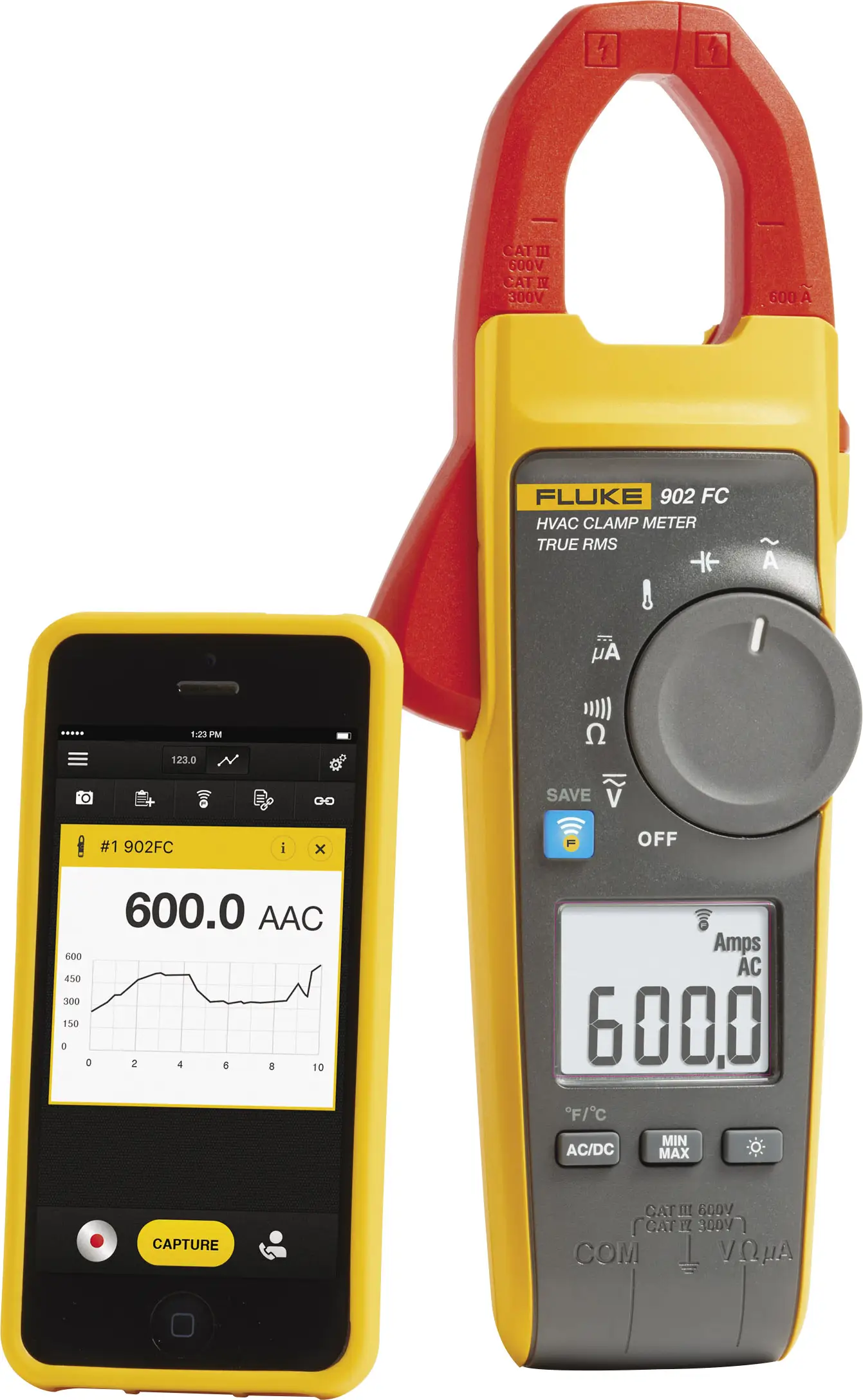 Fluke 4695814 Strömtång, Handmultimeter digital CAT III 600 V, CAT IV 300 V Display (Beräkningar): 6000