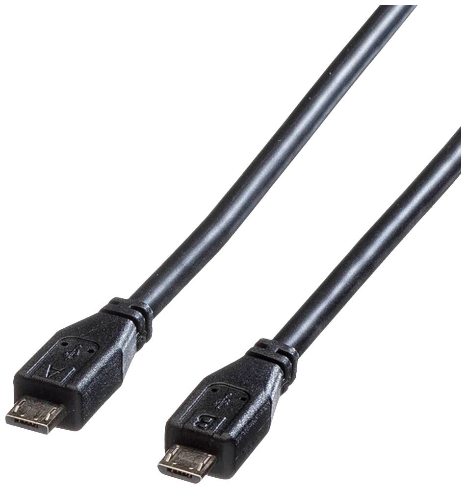 Roline USB-kabel USB 2.0 USB Micro-A kontakt, USB-Micro-B-kontakt 1.80 m Svart Skärmad 11.02.8753