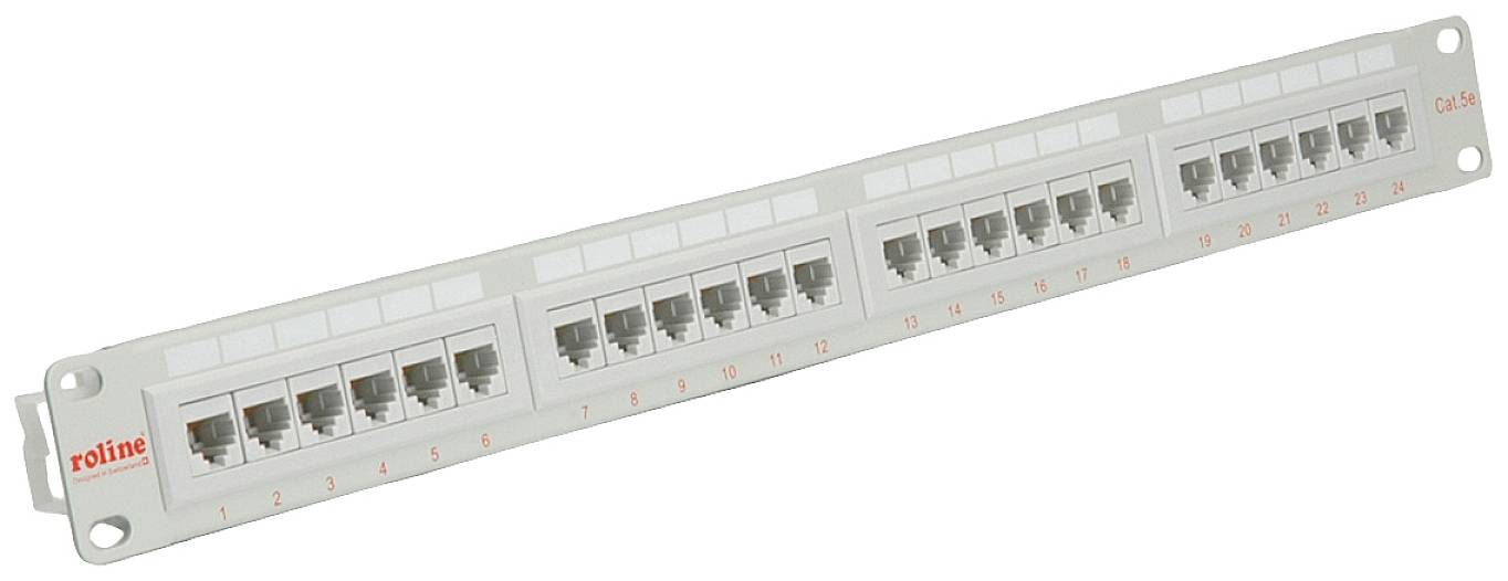 Roline 26 + 2 Port Nätverk Patchpanel 483 mm (19″) CAT 5e 1 U Grå