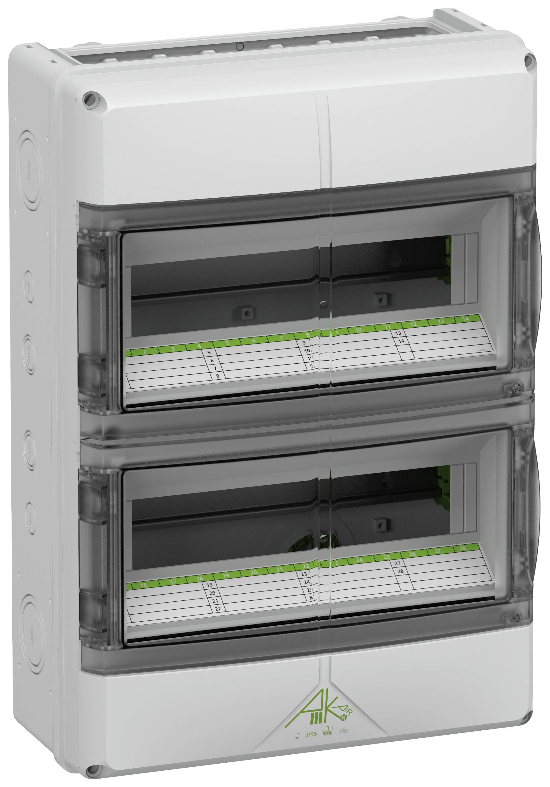 Spelsberg 73352801 AK-F 28 Normkapsling Moduler totalt = 28 Antal serier = 2 Innehåll 1 st