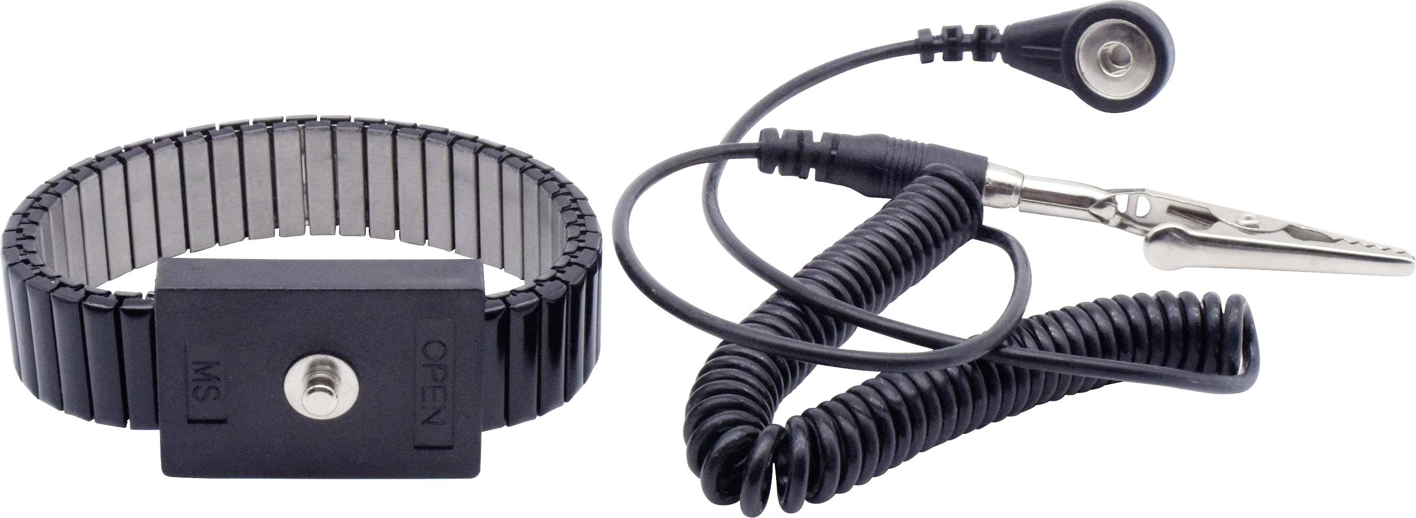 Quadrios ESD-handledsband Svart Tryckknapp 4 mm