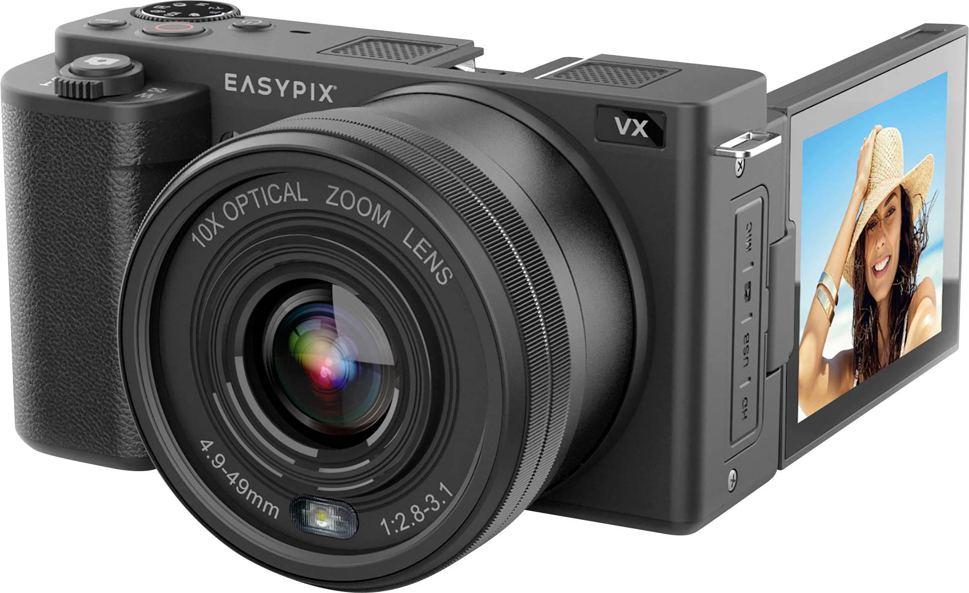 Easypix VX6430 Digitalkamera 64 Megapixel Zoom (optisk): 10 x Svart 4K-video