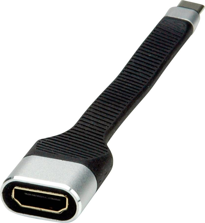Roline USB-C® / HDMI Adapterkabel USB-C®-kontakt, HDMI-A uttag 0.13 m Svart 12.03.3212 USB-C®-skärmkabel