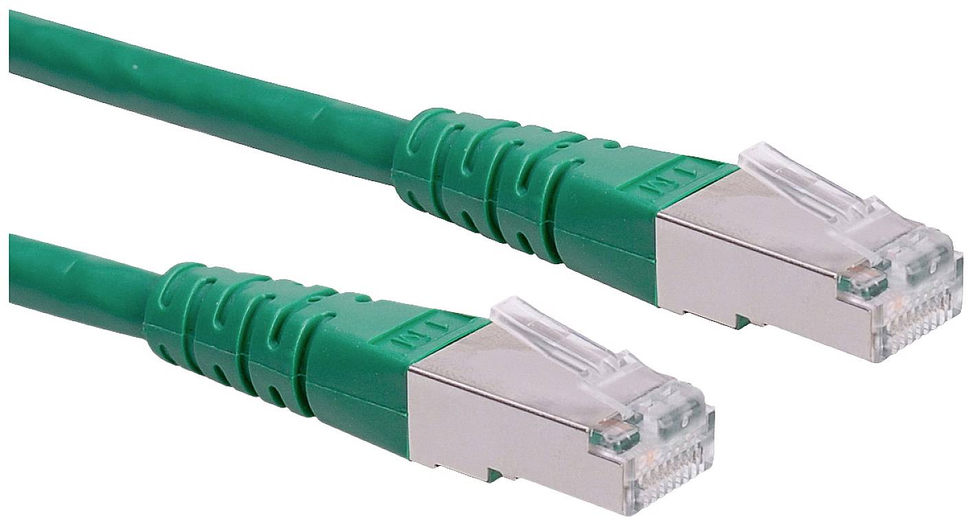 Roline 21.15.1323 RJ45 Nätverkkabel, Patchkabel CAT 6 S/FTP 0.50 m Grön dubbelt skärmad 1 st