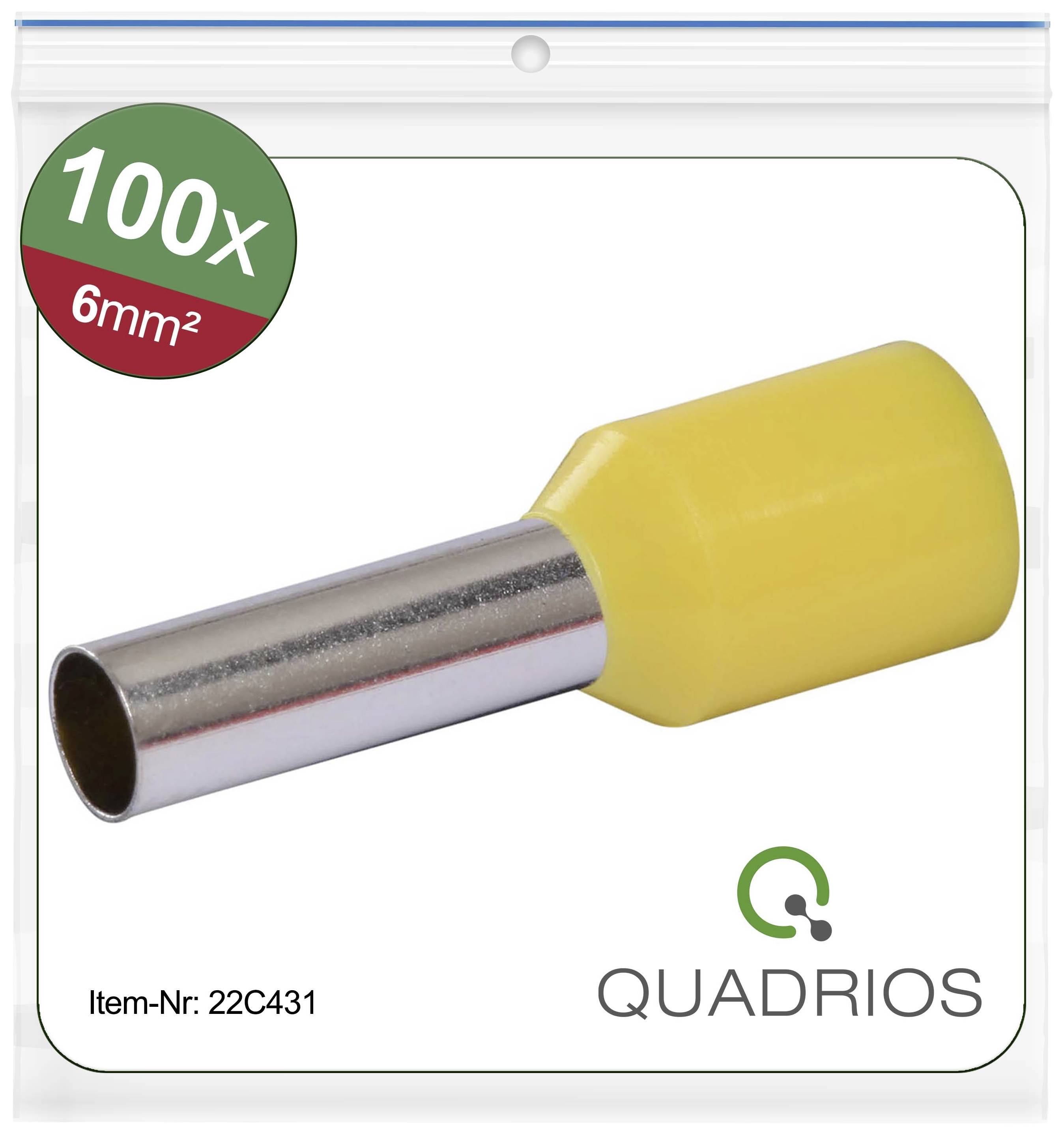 Quadrios 22C431 Ändhylsa 6 mm² Delisolerad Gul 1 set