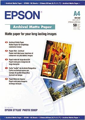 Epson Archival Matte Paper C13S041342 Fotopapper DIN A4 192 G/m² 50 ark Matt