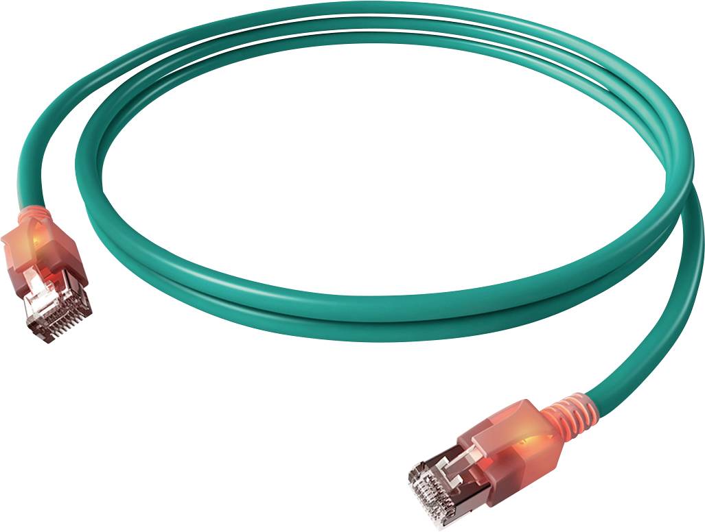 Easylan CS1OTADAD0050 RJ45 Nätverkkabel, Patchkabel CAT 6A S/FTP 5.00 m Turkos dubbelt skärmad, Halogenfri, Flamskyddsme