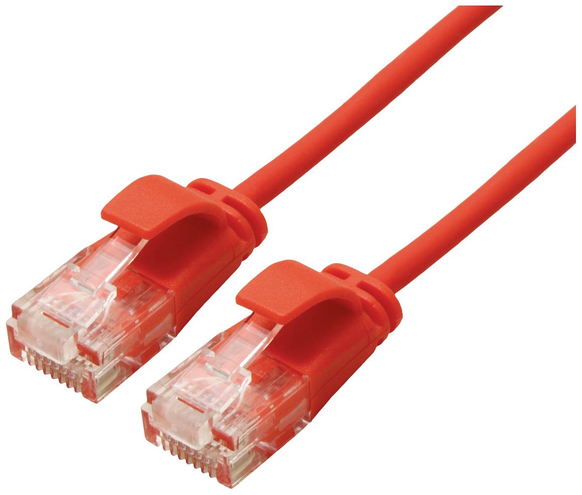 Roline 21.15.3911 RJ45 Nätverkkabel, Patchkabel CAT 6A U/UTP 0.30 m Röd (klar) oskärmad, Halogenfri, Flamskyddsmedel 1 s