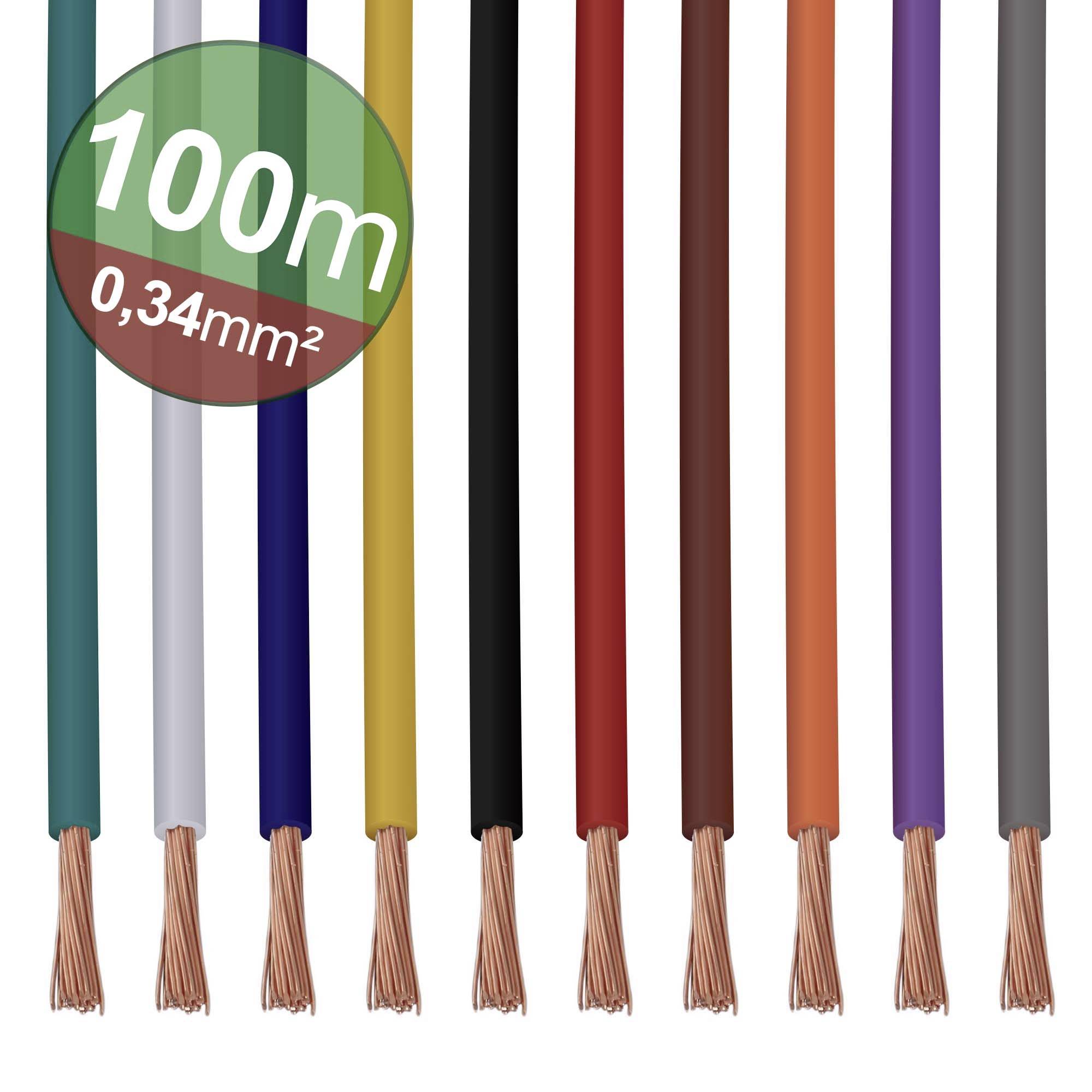 Quadrios 22CW003 Litssortiment 1 x 0.34 mm² Vit, Blå, Brun, Orange, Grön, Gul, Grå, Violett, Svart, Röd 1 set