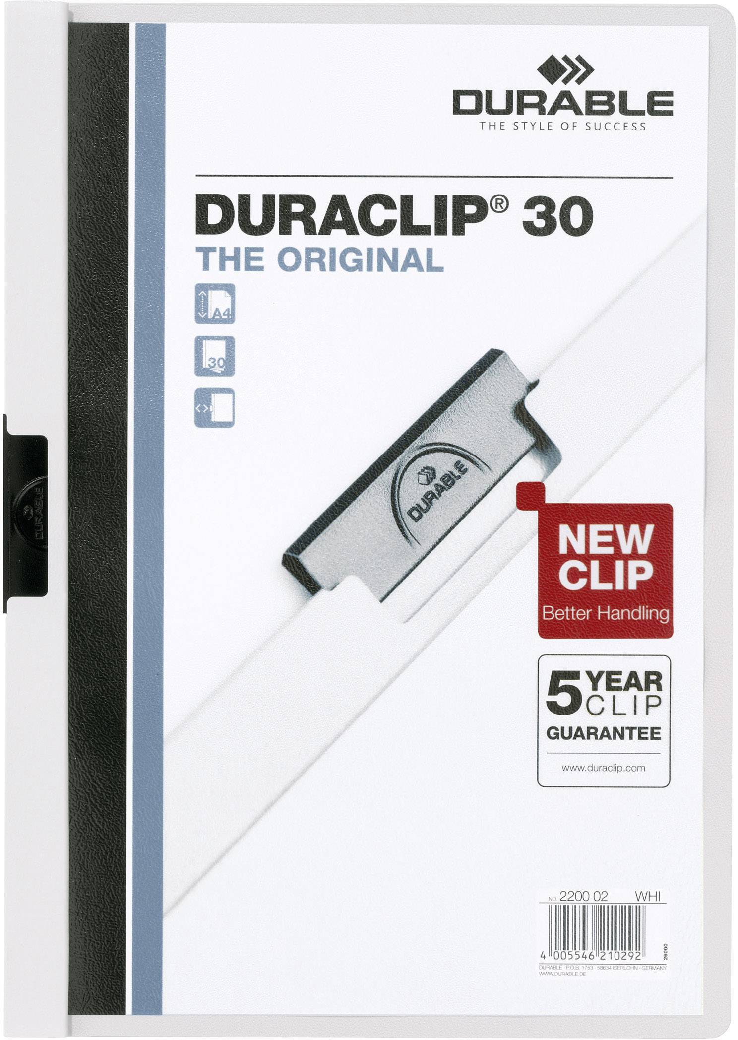 Durable DURACLIP 30 – 2200 220002 DIN A4 Vit