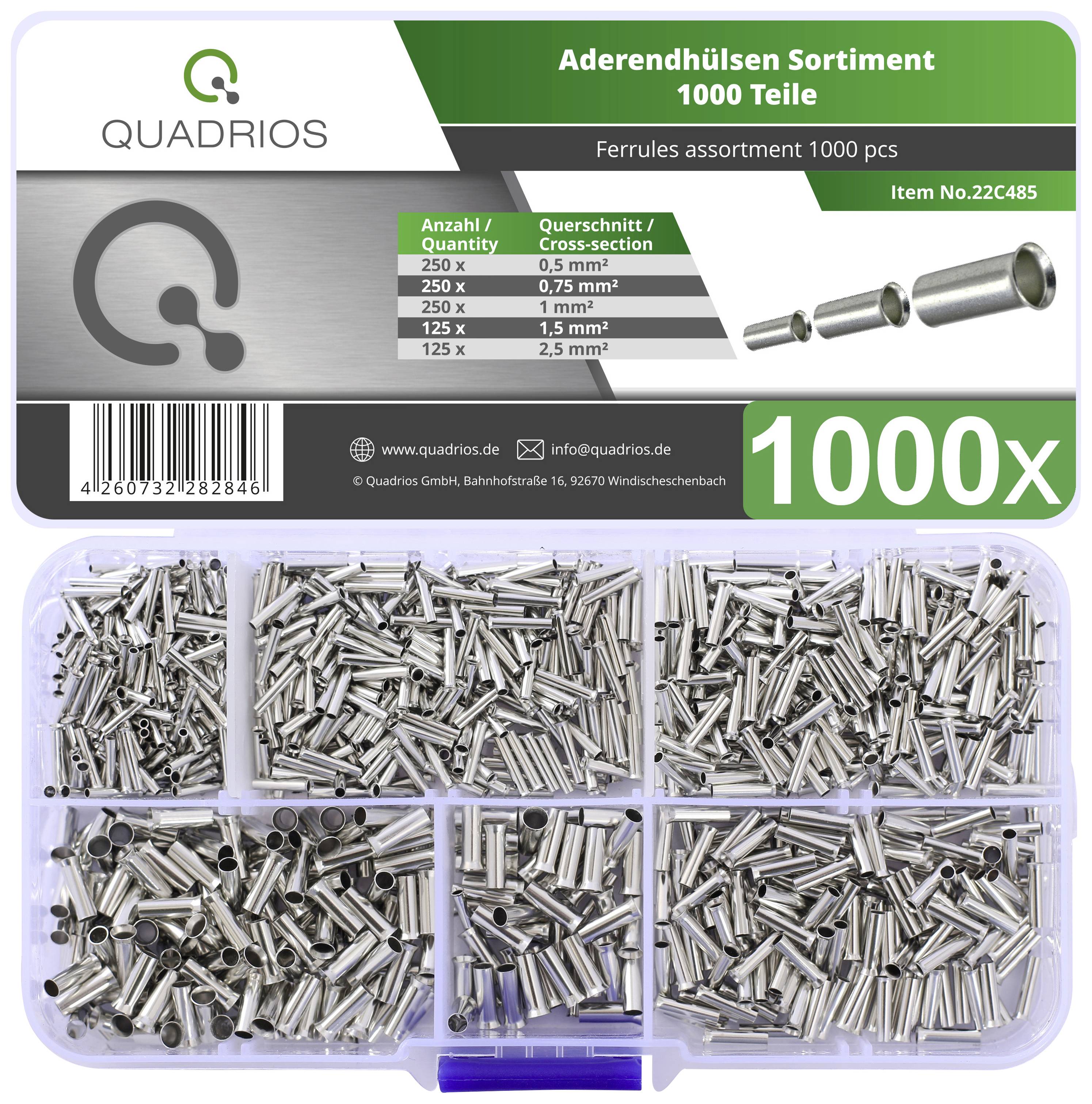 Quadrios 22C485 Ändhylsa sortiment Oisolerad 1000 st