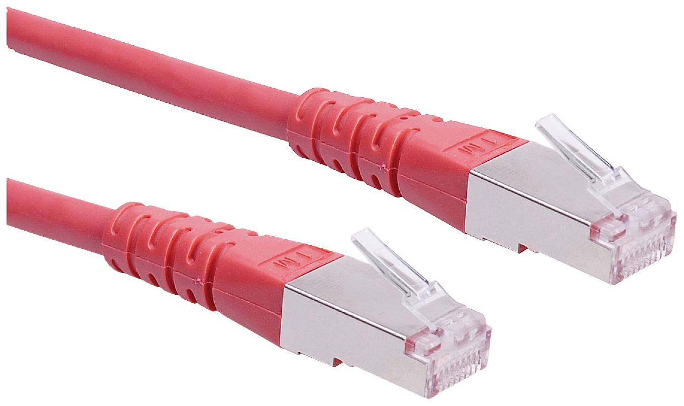 Roline 21.15.1311 RJ45 Nätverkkabel, Patchkabel CAT 6 S/FTP 0.30 m Röd (klar) dubbelt skärmad 1 st