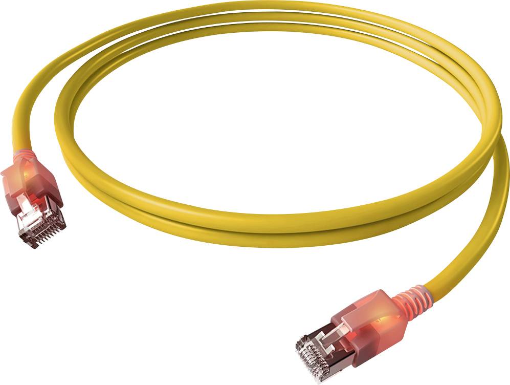 Easylan CS1OYADAD0015 RJ45 Nätverkkabel, Patchkabel CAT 6A S/FTP 1.50 m Gul dubbelt skärmad, Halogenfri, Flamskyddsmedel