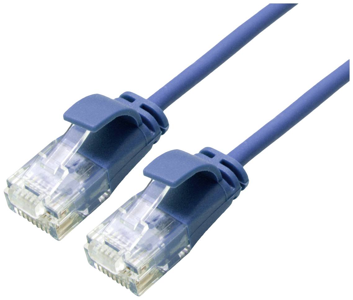 Roline 21.15.3944 RJ45 Nätverkkabel, Patchkabel CAT 6A U/UTP 1.50 m Blå oskärmad, Halogenfri, Flamskyddsmedel 1 st