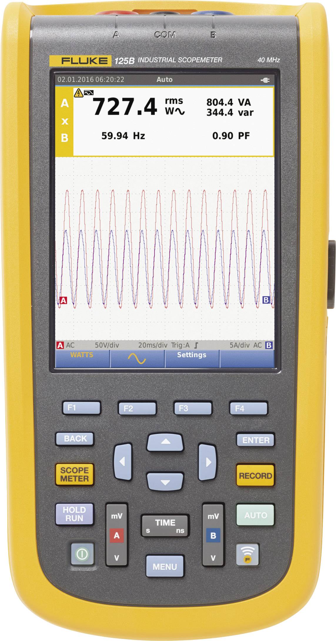 Fluke 125B/EU Handhållet oscilloskop 40 MHz 2 kanaler 4 GSa/s Multimeter-funktion 1 st