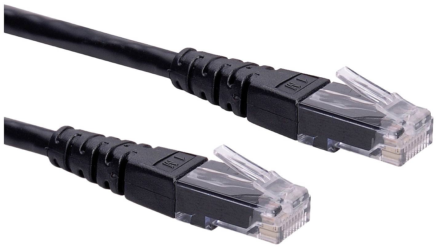 Roline 21.15.0928 RJ45 Nätverkkabel, Patchkabel CAT 6 U/UTP 1.50 m Svart oskärmad 1 st