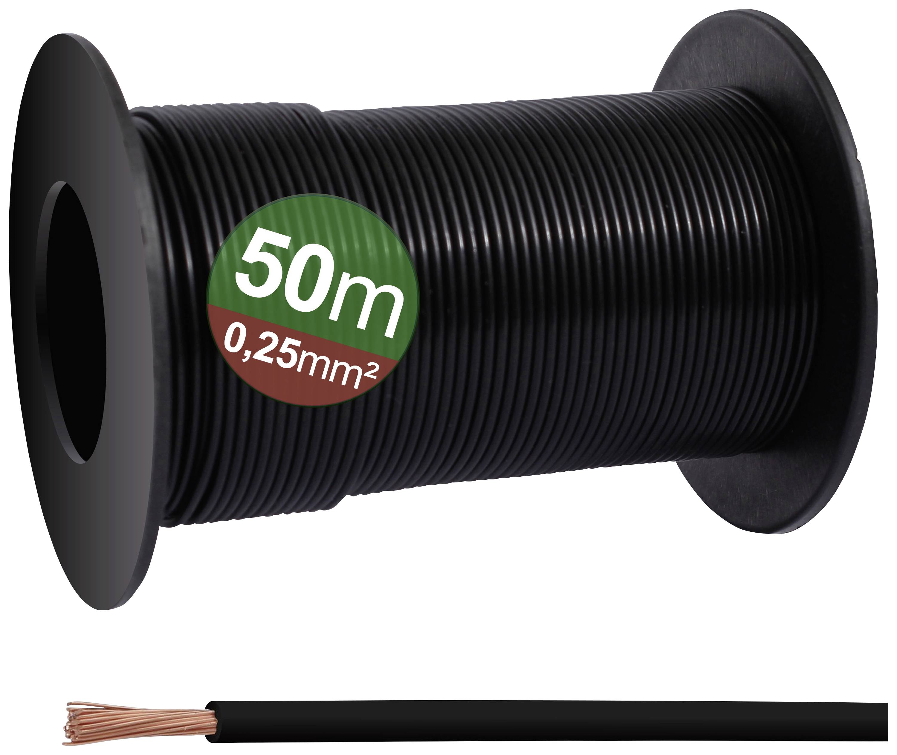 Quadrios 23CW023 Enkelledare 0.25 mm² Svart 50 m