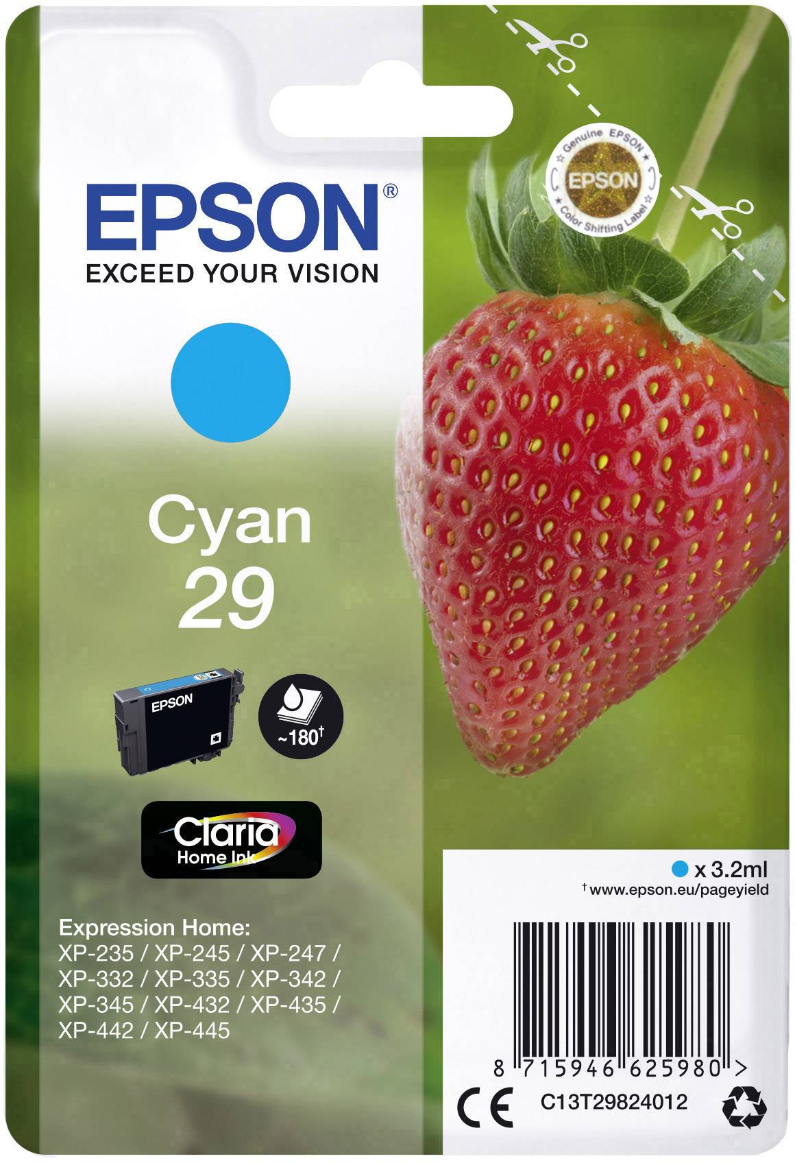 Epson Bläck 29 Original Cyan C13T29824012