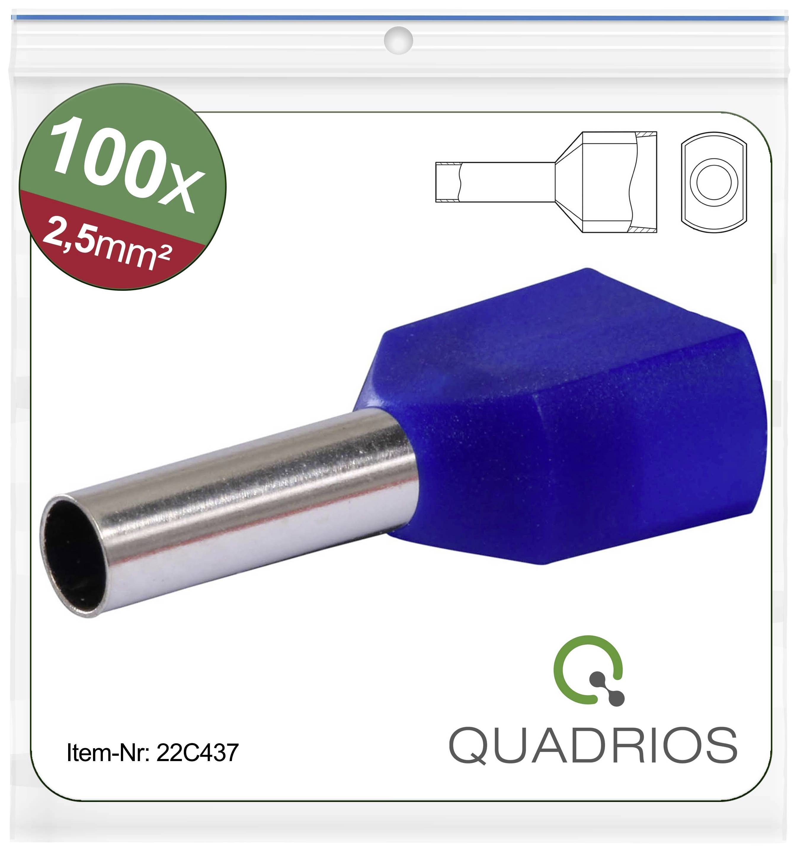 Quadrios 22C437 Dubbla ändhylsor 2.5 mm² Delisolerad Blå 1 set