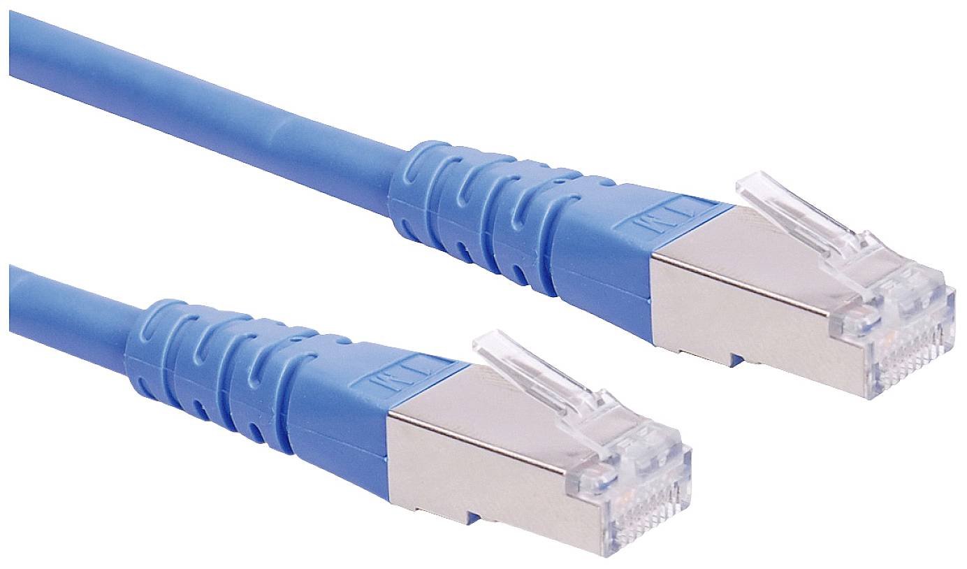 Roline 21.15.1314 RJ45 Nätverkkabel, Patchkabel CAT 6 S/FTP 0.30 m Blå dubbelt skärmad 1 st