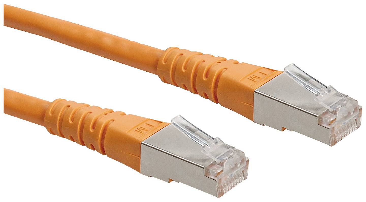 Roline 21.15.1317 RJ45 Nätverkkabel, Patchkabel CAT 6 S/FTP 0.30 m Orange dubbelt skärmad 1 st